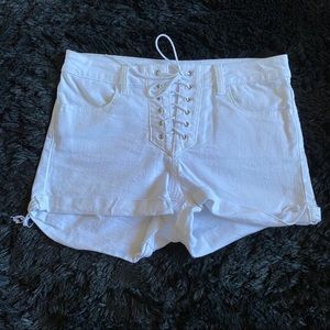 PACSUN WHITE LACE UP SHORTS